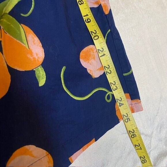 ModCloth A Line Vintage Era Summertime Peach Skirt Navy Blue Cotton Women Medium - Picture 8 of 8